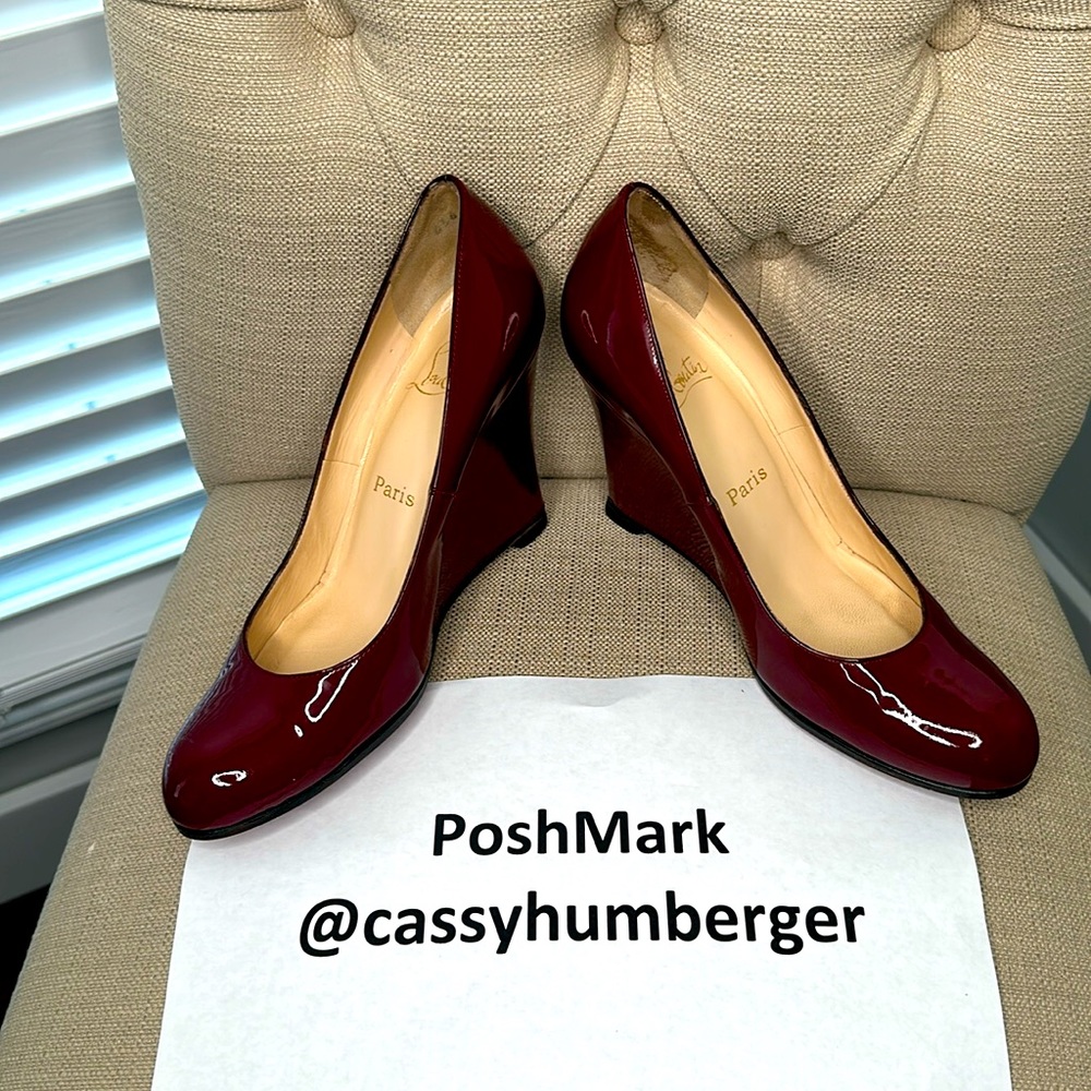 Christian Louboutin wedges.  Burgundy/dark red in really good shape.